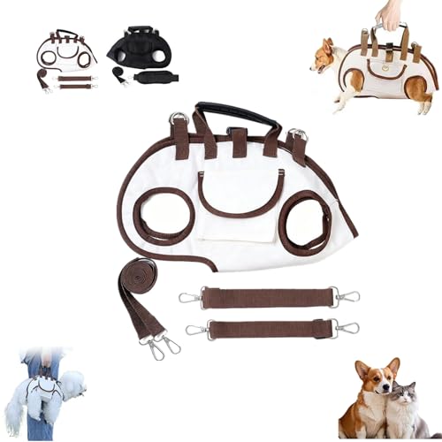 Snuggle Sling Hundetragetasche, freihändige Hundetragetasche, tragbar, atmungsaktiv, Haustier-Tragerucksack, verstellbares Ganzkörper-Hebegeschirr mit Schultergurt & Welpen-Leckerli-Tasche, für kleine von Carroterr