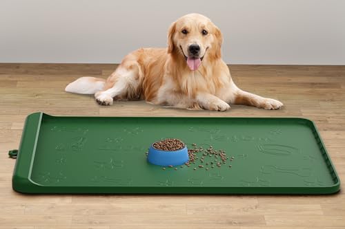 Hundefuttermatte – Silikon-Hundematte für Futter und Wasser – 91,4 x 61 cm große Futtermatten mit Rückstandssammeltasche – wasserdichte Hunde- und Katzennapfmatte mit hohen Kanten, um Verschütten von Hundefuttermatte – Silikon-Hundematte für Futter und Wasser – 91,4 x 61 cm große Futtermatten mit Rückstandssammeltasche – wasserdichte Hunde- und Katzennapfmatte mit hohen Kanten, um Verschütten von von Carry360