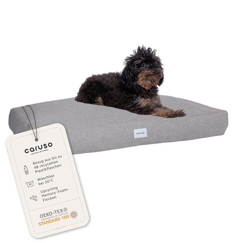 Caruso Recycling Hundebett L wasserabweisend - für Grosse, mittelgroße und kleine Hunde, ergonomisch, Hundekissen waschbar, Abnehmbarer Bezug, Hundebett orthopädisch durch Memory Foam, grau von Caruso Conscious Pet Supply