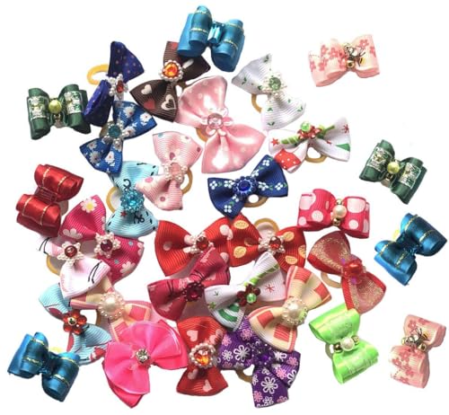Carykon Tierhaarschleifen mit Gummiband für Yorkie, kleine Hunde, 50 Stück(Zufällige Farbe) Carykon Tierhaarschleifen mit Gummiband für Yorkie, kleine Hunde, 50 Stück(Zufällige Farbe) von Carykon
