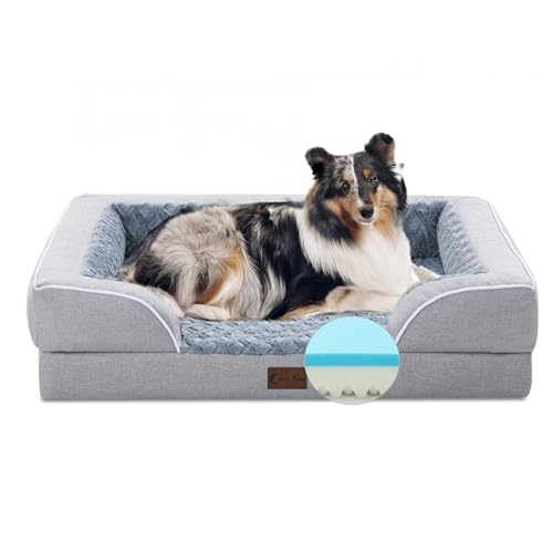 Casa Paw Großes Hundebett aus Memory-Schaumstoff mit Nackenrollen, wasserdicht, orthopädisches Hundebett für große Hunde, waschbarem Bezug und rutschfester Unterseite aus Schaumstoff (groß, grau) Casa Paw Großes Hundebett aus Memory-Schaumstoff mit Nackenrollen, wasserdicht, orthopädisches Hundebett für große Hunde, waschbarem Bezug und rutschfester Unterseite aus Schaumstoff (groß, grau) von Casa Paw