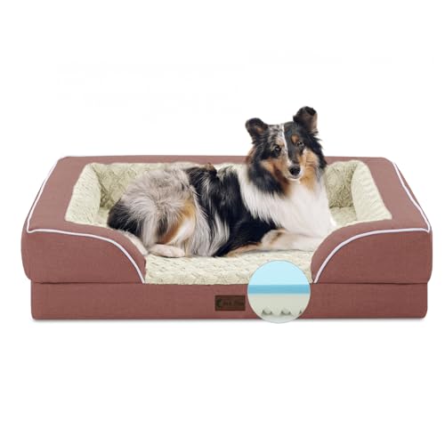 Casa Paw Orthopädische Hundebetten, wasserdicht, Memory-Schaum, großes Hundebett mit Seiten, rutschfester Unterseite und Eierkisten-Schaumstoff, große Hunde, mit abnehmbarem, waschbarem Bezug (groß von Casa Paw