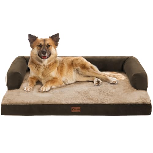 Casa Paw Orthopädische Hundebetten für große Hunde, wasserdichte Hundebetten, Schaumstoff-Couch-Betten, bequeme Nackenrolle mit abnehmbarem, waschbarem Bezug, rutschfeste Unterseite, groß, Braun Casa Paw Orthopädische Hundebetten für große Hunde, wasserdichte Hundebetten, Schaumstoff-Couch-Betten, bequeme Nackenrolle mit abnehmbarem, waschbarem Bezug, rutschfeste Unterseite, groß, Braun von Casa Paw