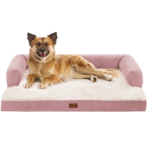 Casa Paw Orthopädisches Hundebett, wasserdicht, Memory-Schaum, bequeme Nackenrolle mit abnehmbarem, waschbarem Bezug, rutschfeste Unterseite, Größe L, Rosa Casa Paw Orthopädisches Hundebett, wasserdicht, Memory-Schaum, bequeme Nackenrolle mit abnehmbarem, waschbarem Bezug, rutschfeste Unterseite, Größe L, Rosa von Casa Paw