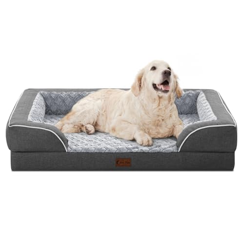 Casa Paw Orthopädisches XL-Hundebett für extra große Hunde, wasserdichtes Hundebett aus Memory-Schaum mit Seiten, Rutschfester Unterseite und Eierkisten-Schaumstoff, großes Hunde-Couch-Bett mit Casa Paw Orthopädisches XL-Hundebett für extra große Hunde, wasserdichtes Hundebett aus Memory-Schaum mit Seiten, Rutschfester Unterseite und Eierkisten-Schaumstoff, großes Hunde-Couch-Bett mit von Casa Paw
