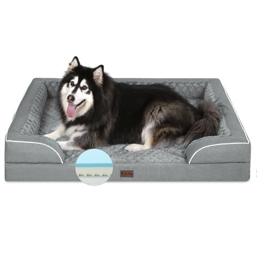 Casa Paw Orthopädisches XXL-Hundebett für extra große Hunde, wasserdichtes Hundebett aus Memory-Schaum mit Seiten, Eierkisten-Schaumstoff und rutschfester Unterseite, großes Hunde-Couch-Bett mit Casa Paw Orthopädisches XXL-Hundebett für extra große Hunde, wasserdichtes Hundebett aus Memory-Schaum mit Seiten, Eierkisten-Schaumstoff und rutschfester Unterseite, großes Hunde-Couch-Bett mit von Casa Paw