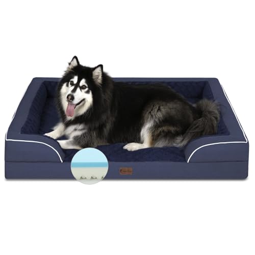 Casa Paw Orthopädisches XXL-Hundebett für extra große Hunde, wasserdichtes Hundebett aus Memory-Schaum mit Seiten, Eierkisten-Schaumstoff und rutschfester Unterseite, großes Hunde-Couch-Bett mit Casa Paw Orthopädisches XXL-Hundebett für extra große Hunde, wasserdichtes Hundebett aus Memory-Schaum mit Seiten, Eierkisten-Schaumstoff und rutschfester Unterseite, großes Hunde-Couch-Bett mit von Casa Paw