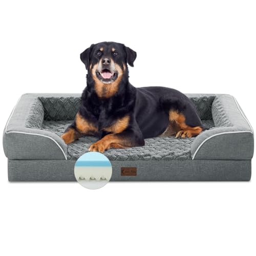 Casa Paw Orthopädisches, wasserdichtes Hundebett für extra große Hunde, Memory-Schaum, XL-Hundebett mit Seiten, Eierkisten-Schaumstoff und rutschfester Unterseite, Jumbo-Hunde-Couch-Betten mit von Casa Paw