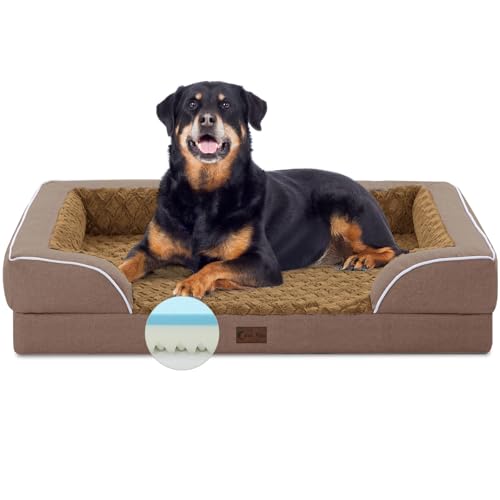 Casa Paw Hundebett aus Memory-Schaum mit Nackenrolle, Jumbo-Rassen-Hunde-Couch-Bett mit abnehmbarem, waschbarem Bezug und rutschfester Unterseite (Jumbo, Braun) Casa Paw Hundebett aus Memory-Schaum mit Nackenrolle, Jumbo-Rassen-Hunde-Couch-Bett mit abnehmbarem, waschbarem Bezug und rutschfester Unterseite (Jumbo, Braun) von Casa Paw
