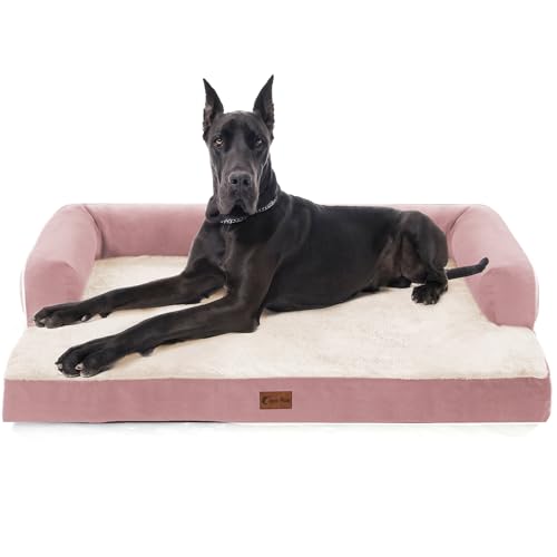 Casa Paw XXL-Hundebett mit Nackenrolle, orthopädische Hundebetten für extra große Hunde, wasserdicht, Größe XL, mit abnehmbarem, waschbarem Bezug, rutschfeste Unterseite (XX-Large, Rosa) von Casa Paw