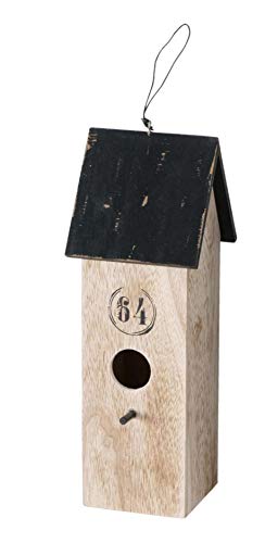 CasaJame Holz Vogelhaus für Balkon und Garten, Nistkasten, Haus für Vögel, Vogelhäuschen, Natur mit Stempeldruck 10x10x30cm von CasaJame