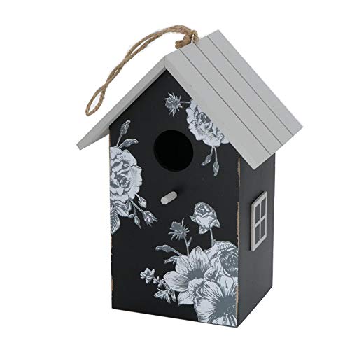 CasaJame Dekoratives Holz Vogelhaus, Nistkasten für Balkon & Garten, Schwarz mit Rosenmotiv, 15x12x22cm, Wetterfest, Für kleine Vögel & Meisen CasaJame Dekoratives Holz Vogelhaus, Nistkasten für Balkon & Garten, Schwarz mit Rosenmotiv, 15x12x22cm, Wetterfest, Für kleine Vögel & Meisen von CasaJame