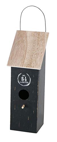 CasaJame Vogelhaus, Nistkasten für Balkon und Garten, Holz, Schwarz, Dekoratives Design, Wetterfest, 10x10x30 cm, mit Stempeldruck CasaJame Vogelhaus, Nistkasten für Balkon und Garten, Holz, Schwarz, Dekoratives Design, Wetterfest, 10x10x30 cm, mit Stempeldruck von CasaJame