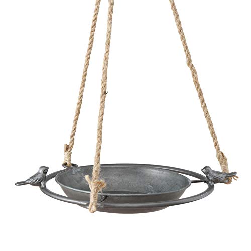 CasaJame Vogeltränke Futterstation aus Zink zum Hängen D25cm mit 2 kleinen Vogel Figuren, Vogelbad für den Garten, Dekoration Frühling Herbst CasaJame Vogeltränke Futterstation aus Zink zum Hängen D25cm mit 2 kleinen Vogel Figuren, Vogelbad für den Garten, Dekoration Frühling Herbst von CasaJame