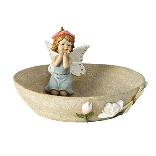 CasaJame Vogeltränke mit Elfe Fee im blauen Kleid und Blumenornament Ranke H16cm D25cm Kunstharz Wetterbeständig CasaJame Vogeltränke mit Elfe Fee im blauen Kleid und Blumenornament Ranke H16cm D25cm Kunstharz Wetterbeständig von CasaJame