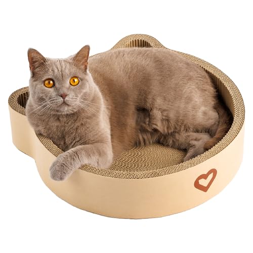 CASALOBA Katzenkorb zum Schlafen, Kratzen und Spielen | Langlebiges Katzen Kratzbrett aus erstklassiger Wellpappe in moderner Katzenkopfform | 3-in-1 Katzen Spielzeug, Kratzmöbel und Schlafplatz CASALOBA Katzenkorb zum Schlafen, Kratzen und Spielen | Langlebiges Katzen Kratzbrett aus erstklassiger Wellpappe in moderner Katzenkopfform | 3-in-1 Katzen Spielzeug, Kratzmöbel und Schlafplatz von CasaLoba