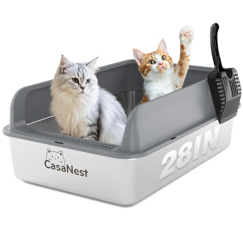 XXXL Katzentoilette aus Edelstahl, 71 x 51 x 26 cm, extra große Metall-Katzentoilette für große, mehrere Katzen, auslaufsichere und antihaftbeschichtete Metallpfanne, leicht zu reinigen, langlebig XXXL Katzentoilette aus Edelstahl, 71 x 51 x 26 cm, extra große Metall-Katzentoilette für große, mehrere Katzen, auslaufsichere und antihaftbeschichtete Metallpfanne, leicht zu reinigen, langlebig von CasaNest