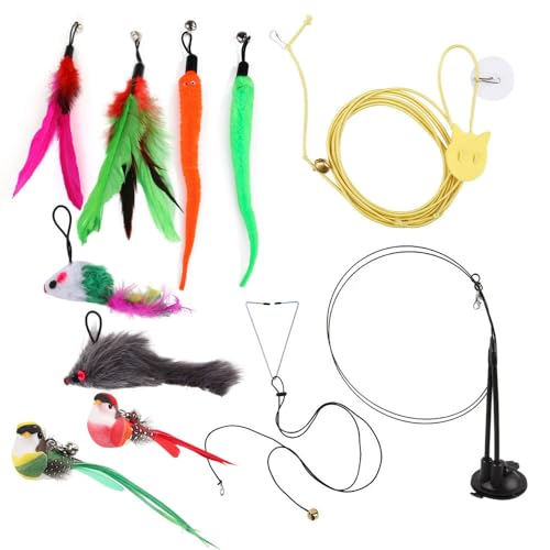 Casbomy Interaktives Katzenspielzeug, 11 Stück Vogelspielzeug für Katzen, Fliegendes Katzenspielzeug Vogel Cat Toys, Katzenangel mit Saugnapf Federn, Interaktives Spielzeug für Katzen Casbomy Interaktives Katzenspielzeug, 11 Stück Vogelspielzeug für Katzen, Fliegendes Katzenspielzeug Vogel Cat Toys, Katzenangel mit Saugnapf Federn, Interaktives Spielzeug für Katzen von Casbomy