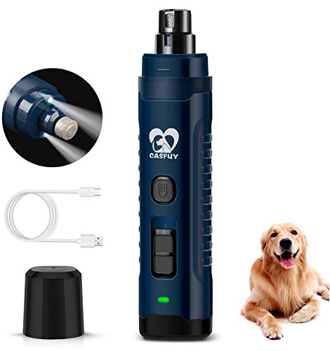 Casfuy Krallenschleifer für Hunde mit 2 LED-Leuchten - 4,8 V Super leistungsstarker elektrischer Krallenschneider mit 2 Geschwindigkeiten für mittelgroße Hunde, leise wiederaufladbare Pfotenwerkzeuge von Casfuy