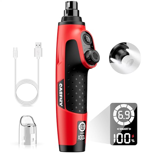 Casfuy Smarter Krallenschleifer für Hunde 6-Gang – 50% Mehr Leistung Krallenschleifer für Haustiere mit 2 LED-Leuchten, Superleise, Wiederaufladbare für Große, Mittelgroße und Kleine Hunde und Katzen von Casfuy