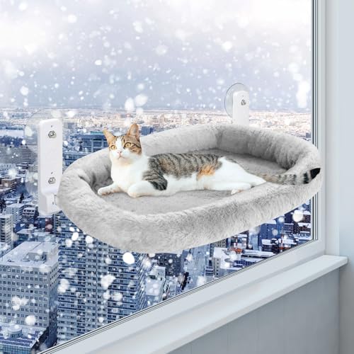 Casgee Fensterliege für Katzen 60×30cm, Katzen Hängematte mit Stabil Saugnäpfe, Katzen Fensterliege, Klappbar Katzenbett Fenster, Fensterbank Katzenliege Bis zu 20kg, Katzen Hängematte Fenster, Grau Casgee Fensterliege für Katzen 60×30cm, Katzen Hängematte mit Stabil Saugnäpfe, Katzen Fensterliege, Klappbar Katzenbett Fenster, Fensterbank Katzenliege Bis zu 20kg, Katzen Hängematte Fenster, Grau von Casgee