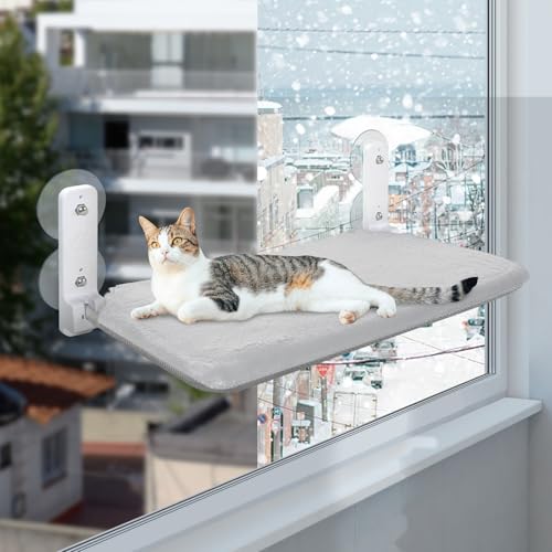 Casgee Fensterliege für Katzen 60×30cm, Katzen Hängematte mit Stabil Saugnäpfe, Katzen Fensterliege, Klappbar Katzenbett Fenster, Fensterbank Katzenliege Bis zu 20kg Katzen Hängematte Fenster, Grau Casgee Fensterliege für Katzen 60×30cm, Katzen Hängematte mit Stabil Saugnäpfe, Katzen Fensterliege, Klappbar Katzenbett Fenster, Fensterbank Katzenliege Bis zu 20kg Katzen Hängematte Fenster, Grau von Casgee
