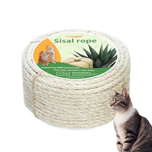 Casgee Sisalseil für Kratzbaum 8mm x 30m, Natur Sisal Seil, Seil für Kratzbaum, Sisal Kratzbaum Ersatz für Katzen, Kratzbaum Seil, Sisal Schnur für Kratzbaum Ersatz, Dekorieren von Häusern Weiß Casgee Sisalseil für Kratzbaum 8mm x 30m, Natur Sisal Seil, Seil für Kratzbaum, Sisal Kratzbaum Ersatz für Katzen, Kratzbaum Seil, Sisal Schnur für Kratzbaum Ersatz, Dekorieren von Häusern Weiß von Casgee