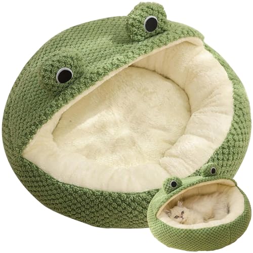 Casiler Süßes Katzenbett, Weiches Plüsch, Halbgeschlossenes Haustierbett, Cartoon-Frosch-förmiges Herbst-Winter-Nest, Rutschfestes Katzen-Hunde-schlafbett Für Kleine Haustiere Casiler Süßes Katzenbett, Weiches Plüsch, Halbgeschlossenes Haustierbett, Cartoon-Frosch-förmiges Herbst-Winter-Nest, Rutschfestes Katzen-Hunde-schlafbett Für Kleine Haustiere von Casiler