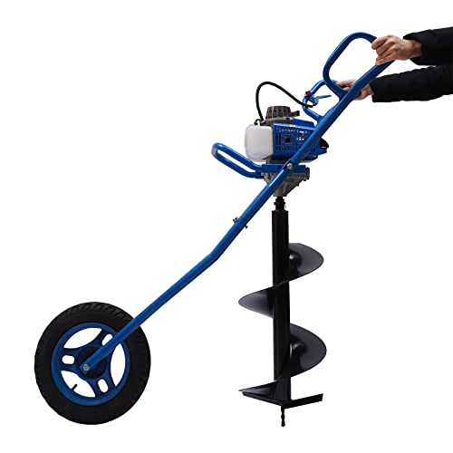 63CC Benzin Erdlochbohrer Karre,2-Takt 3 PS Gartenbohrer inkl. 80mm Bohrer, Erdbohrer Pfahlbohrer Erdbohrgerät Erde Auger Borer Schubkarre Bodenbohrer, zum Schnellen Bohren in den Boden Schmutz (Blau) 63CC Benzin Erdlochbohrer Karre,2-Takt 3 PS Gartenbohrer inkl. 80mm Bohrer, Erdbohrer Pfahlbohrer Erdbohrgerät Erde Auger Borer Schubkarre Bodenbohrer, zum Schnellen Bohren in den Boden Schmutz (Blau) von Caskunbsy