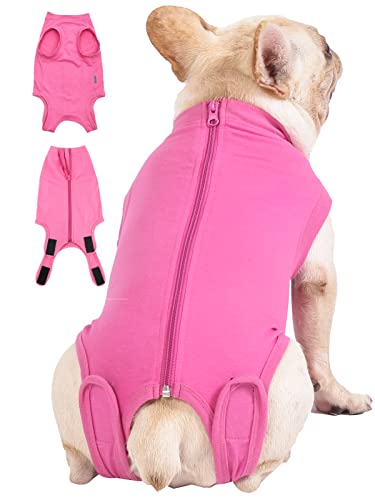 Caslfuca Hunde-Operationsanzug – Nach dem Spay, Bauchwunden, nach chirurgischer Erholung, Anti-Lecken atmungsaktiv, Hunde-Einteiler für kleine, alternative Bandagen, kegelförmiges E-Halsband von Caslfuca