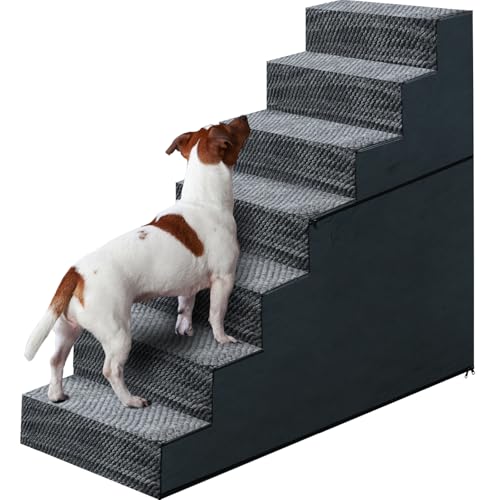 78,7 cm H Hundetreppe für kleine und mittelgroße Hunde, 7-stufige Rampen für hohe Betten und Couch, rutschfest, extra breite Haustiertreppe für alte Hunde und Welpen und Katzen, stabil und langlebig von Casusv