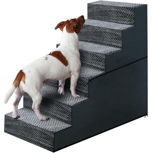 Casusv Hundetreppe für Große Hunde 6-Stufen-Hunderampen für Hochbetten und Couch Rutschfest Extra Breite Haustiertreppe für Alte Hunde und Welpen und Katze - Stabile & Langlebige Haustiertreppe mit von Casusv