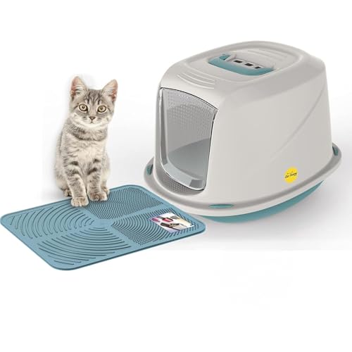 Cat Centre Katzenklo Mit Deckel Katzentoilette Mit Abdeckung Klapptür Mit Blauer Katzenstreu Matte Blau M 45 x 36 x 32 cm Cat Centre Katzenklo Mit Deckel Katzentoilette Mit Abdeckung Klapptür Mit Blauer Katzenstreu Matte Blau M 45 x 36 x 32 cm von Cat Centre