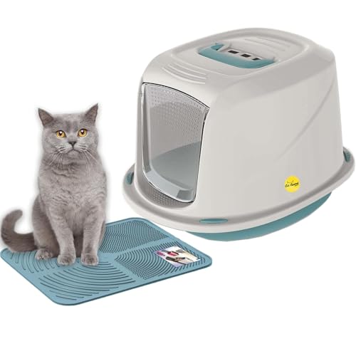 Cat Centre Katzenklo Mit Deckel Katzentoilette Mit Abdeckung Klapptür Mit Blauer Katzenstreu Matte Blau XL 57 x 39,5 x 38 cm Cat Centre Katzenklo Mit Deckel Katzentoilette Mit Abdeckung Klapptür Mit Blauer Katzenstreu Matte Blau XL 57 x 39,5 x 38 cm von Cat Centre