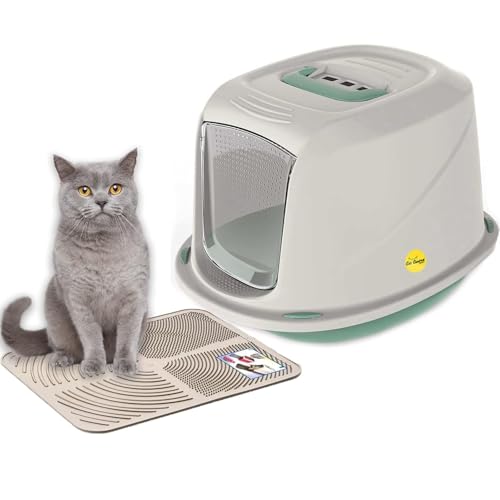 Cat Centre Katzenklo Mit Deckel Katzentoilette Mit Abdeckung Klapptür Mit Creme Katzenstreu Matte Grün XL 57 x 39,5 x 38 cm Cat Centre Katzenklo Mit Deckel Katzentoilette Mit Abdeckung Klapptür Mit Creme Katzenstreu Matte Grün XL 57 x 39,5 x 38 cm von Cat Centre