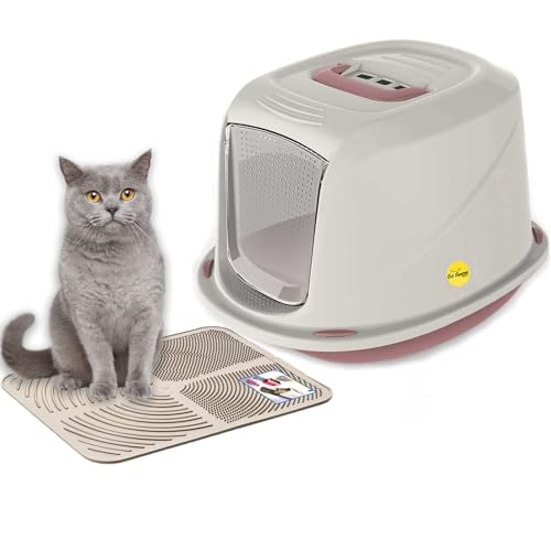 Cat Centre Katzenklo Mit Deckel Katzentoilette Mit Abdeckung Klapptür Mit Creme Katzenstreu Matte Rosa XL 57 x 39,5 x 38 cm Cat Centre Katzenklo Mit Deckel Katzentoilette Mit Abdeckung Klapptür Mit Creme Katzenstreu Matte Rosa XL 57 x 39,5 x 38 cm von Cat Centre