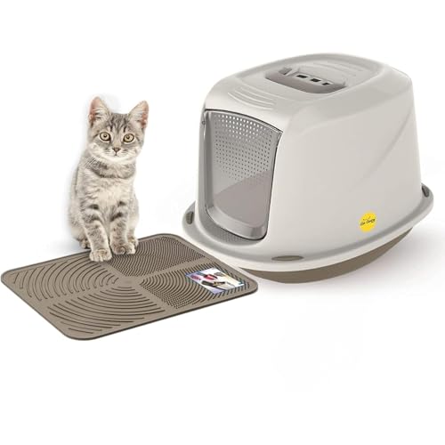 Cat Centre Katzenklo Mit Deckel Katzentoilette Mit Abdeckung Klapptür Mit Grauer Katzenstreu Matte Grau M 45 x 36 x 32 cm Cat Centre Katzenklo Mit Deckel Katzentoilette Mit Abdeckung Klapptür Mit Grauer Katzenstreu Matte Grau M 45 x 36 x 32 cm von Cat Centre