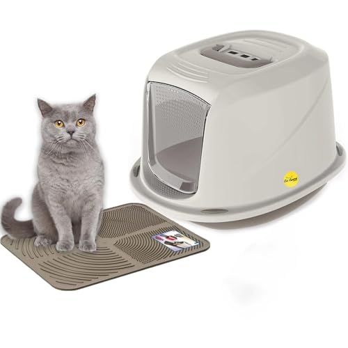 Cat Centre Katzenklo Mit Deckel Katzentoilette Mit Abdeckung Klapptür Mit Grauer Katzenstreu Matte Grau XL 57 x 39,5 x 38 cm Cat Centre Katzenklo Mit Deckel Katzentoilette Mit Abdeckung Klapptür Mit Grauer Katzenstreu Matte Grau XL 57 x 39,5 x 38 cm von Cat Centre