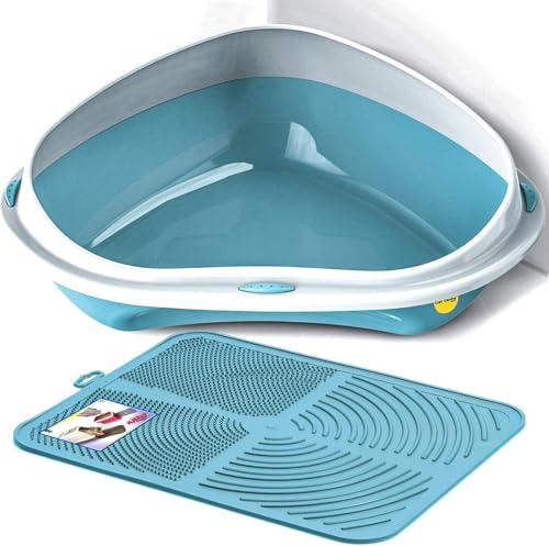 Cat Centre Katzenklo Offen Ecktoilette Für Katzen Eckkatzentoilette Katzentoilette Ohne Deckel Mit Blauer Katzenstreu Matte Blau XL 58 x 48 cm Cat Centre Katzenklo Offen Ecktoilette Für Katzen Eckkatzentoilette Katzentoilette Ohne Deckel Mit Blauer Katzenstreu Matte Blau XL 58 x 48 cm von Cat Centre