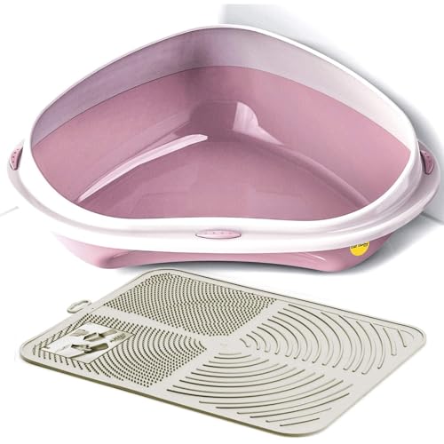 Cat Centre Katzenklo Offen Ecktoilette Für Katzen Eckkatzentoilette Katzentoilette Ohne Deckel Mit Creme Katzenstreu Matte Rosa XL 58 x 48 cm Cat Centre Katzenklo Offen Ecktoilette Für Katzen Eckkatzentoilette Katzentoilette Ohne Deckel Mit Creme Katzenstreu Matte Rosa XL 58 x 48 cm von Cat Centre