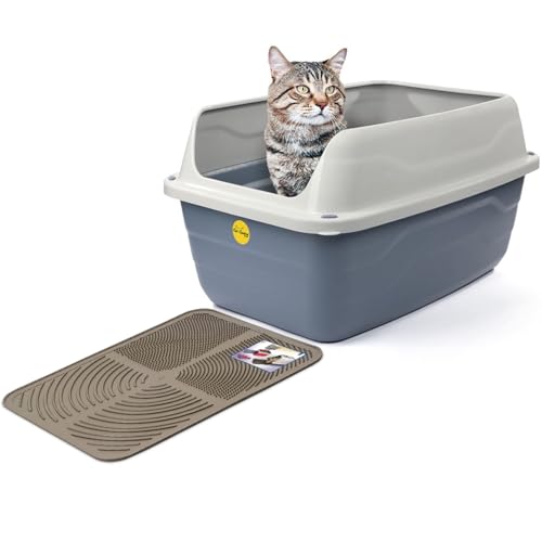 Cat Centre Katzenklo XL Offen Mit Extra Hohem Rand Katzentoilette Ohne Deckel Mit Grauer Katzenstreu Matte Grau XL 56 x 40 cm Cat Centre Katzenklo XL Offen Mit Extra Hohem Rand Katzentoilette Ohne Deckel Mit Grauer Katzenstreu Matte Grau XL 56 x 40 cm von Cat Centre