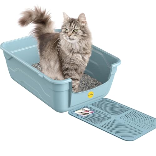 Cat Centre Katzenklo Offen Mit Hohem Rand Katzentoilette Ohne Deckel Mit Blauer Katzenstreu Matte Blau L 50 x 38,5 cm Cat Centre Katzenklo Offen Mit Hohem Rand Katzentoilette Ohne Deckel Mit Blauer Katzenstreu Matte Blau L 50 x 38,5 cm von Cat Centre