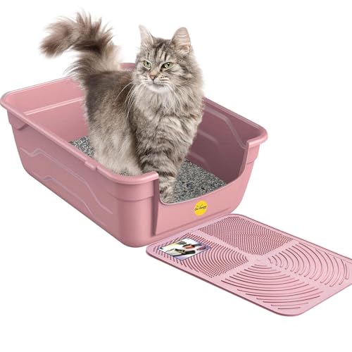 Cat Centre Katzenklo Offen Mit Hohem Rand Katzentoilette Ohne Deckel Mit Creme Katzenstreu Matte Rosa L 50 x 38,5 cm Cat Centre Katzenklo Offen Mit Hohem Rand Katzentoilette Ohne Deckel Mit Creme Katzenstreu Matte Rosa L 50 x 38,5 cm von Cat Centre
