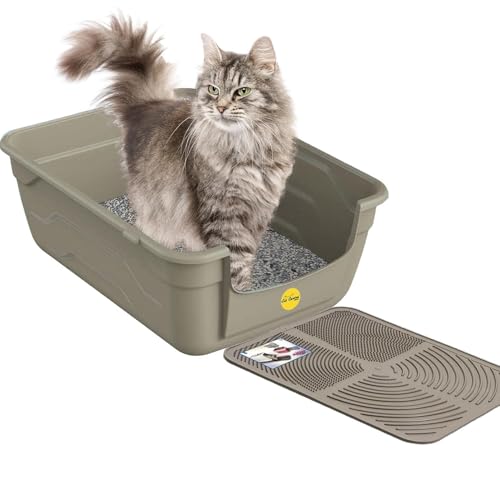 Cat Centre Katzenklo Offen Mit Hohem Rand Katzentoilette Ohne Deckel Mit Grauer Katzenstreu Matte Grau L 50 x 38,5 cm Cat Centre Katzenklo Offen Mit Hohem Rand Katzentoilette Ohne Deckel Mit Grauer Katzenstreu Matte Grau L 50 x 38,5 cm von Cat Centre