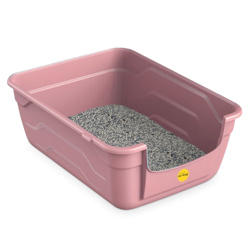 Cat Centre Katzenklo Offen Mit Hohem Rand Katzentoilette Ohne Deckel Rosa L 50 x 38,5 cm von Cat Centre