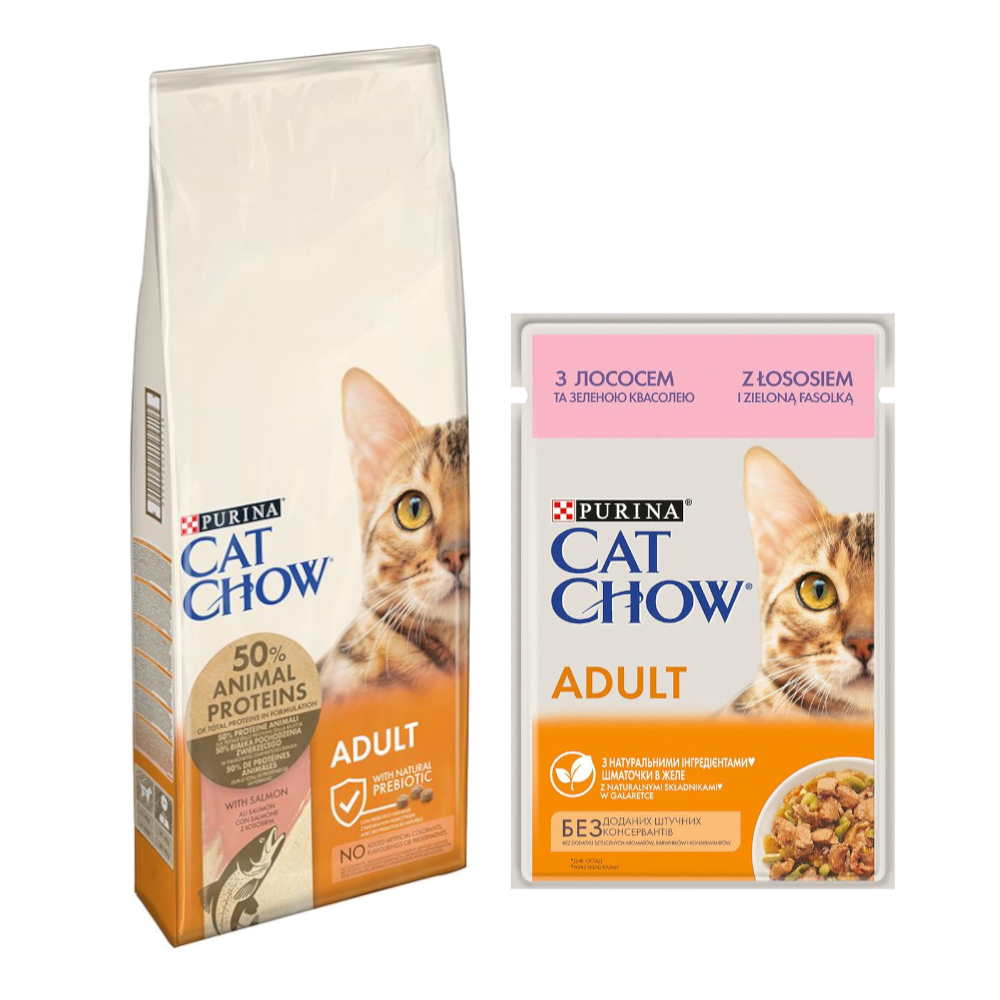 10 kg / 15 kg PURINA Cat Chow + 26 x 85 g passendes Nassfutter gratis! - 15 kg Adult Lachs + Lachs 10 kg / 15 kg PURINA Cat Chow + 26 x 85 g passendes Nassfutter gratis! - 15 kg Adult Lachs + Lachs von Cat Chow