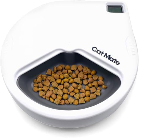Cat Mate C300 Automatischer Tierfutterautomat mit 3 Näpfen und digitalem Timer, für Katzen und kleine Hunde, für nasses und trockenes Tierfutter, 3 Mahlzeiten von Cat Mate