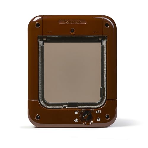 Cat Mate Mikrochip-gesteuerte Katzenklappe (360) – Für Katzen und kleine Hunde, speichert bis zu 30 Tiere, geeignet für Einfach-/Doppelverglasung, PVC, Wand und Holz, Braun von Cat Mate