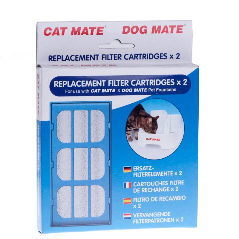 Cat Mate Trinkbrunnen, 2 Liter - Zubehör: Ersatzfilter (2 Stück, für weiches Wasser) von Cat Mate