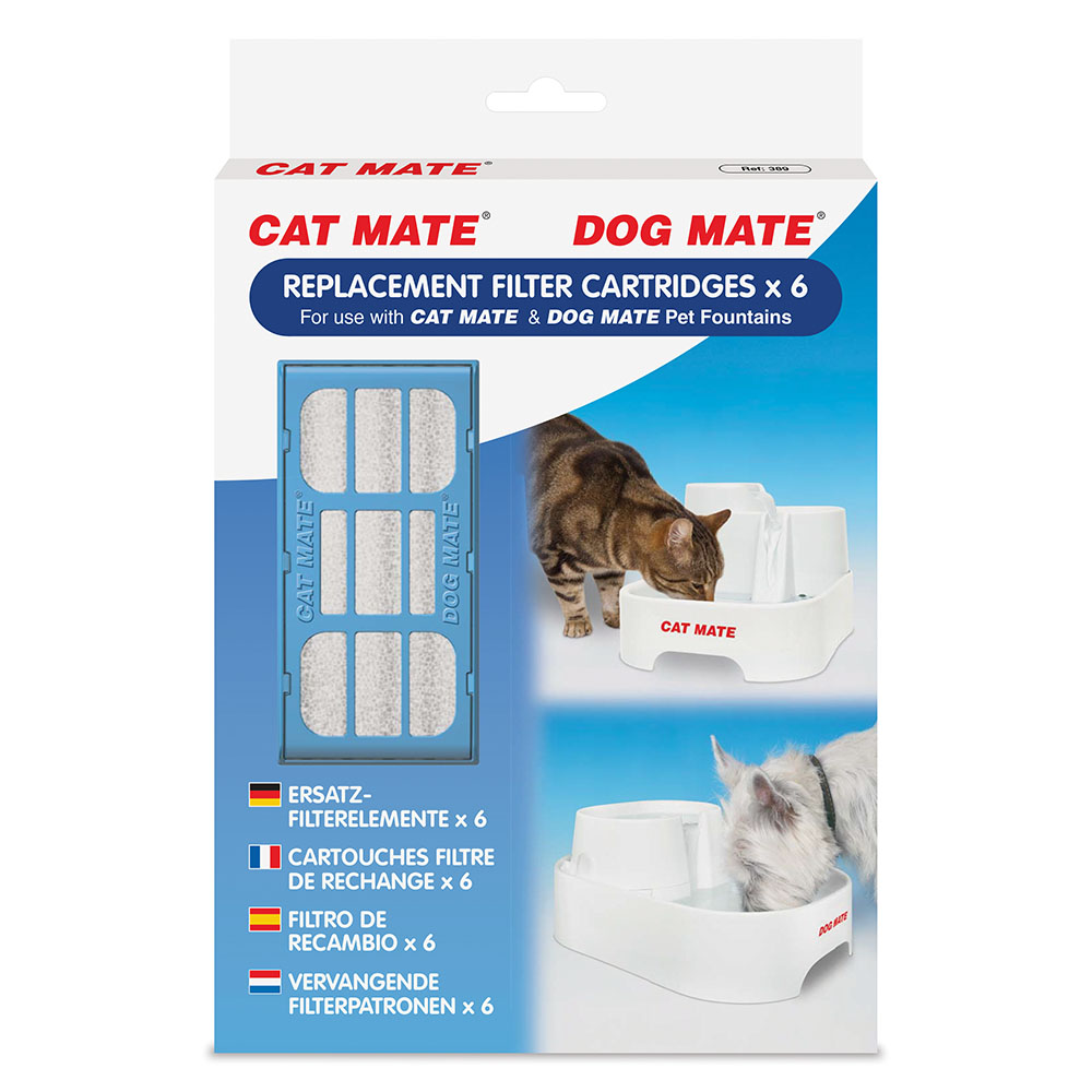 Cat Mate Trinkbrunnen, 2 Liter - Zubehör: Ersatzfilter (6 Stück, für weiches Wasser) von Cat Mate